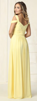Abendkleid Chiffonkleid Brautjungfernkleid offshoulderkleid mit Beinschlitz gelb