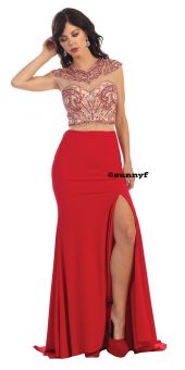 WOW Redcarpet Kleid mit Schlitz Pailletten Misswahlenkleid Abiball 2019